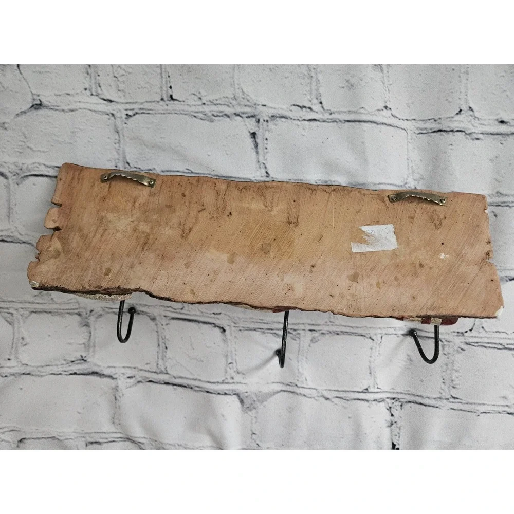 Rustic Fishing Wall Hook Rack Cabin Decor - 3 Hooks Log Look & Bobbers